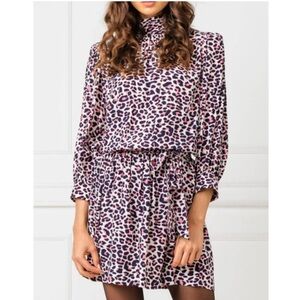Zadig & Voltaire Rivali Dress in Leopard Print Pink and White